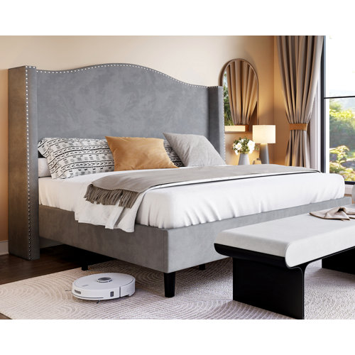 Lark Manor Ameera Upholstered Metal Platform Bed And Reviews Wayfair